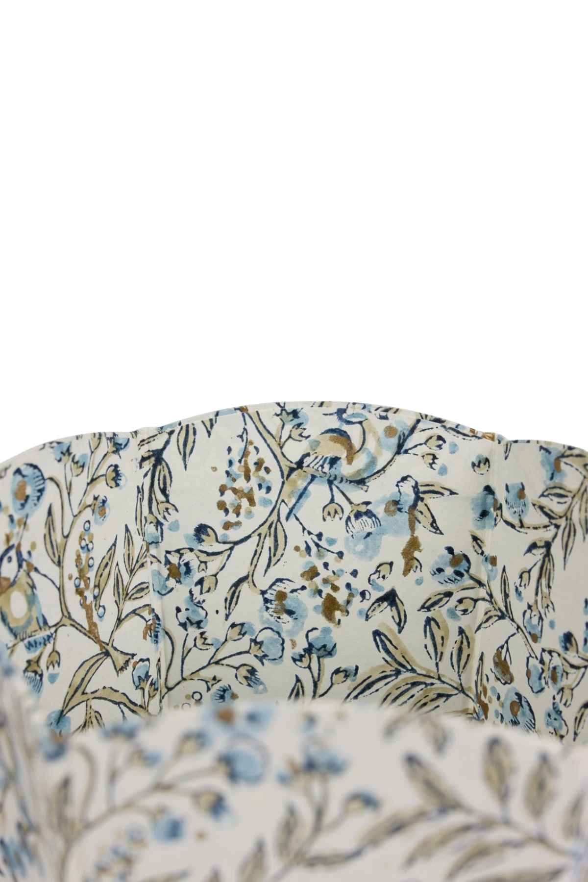 Block Printed Paper Basket Songbird
