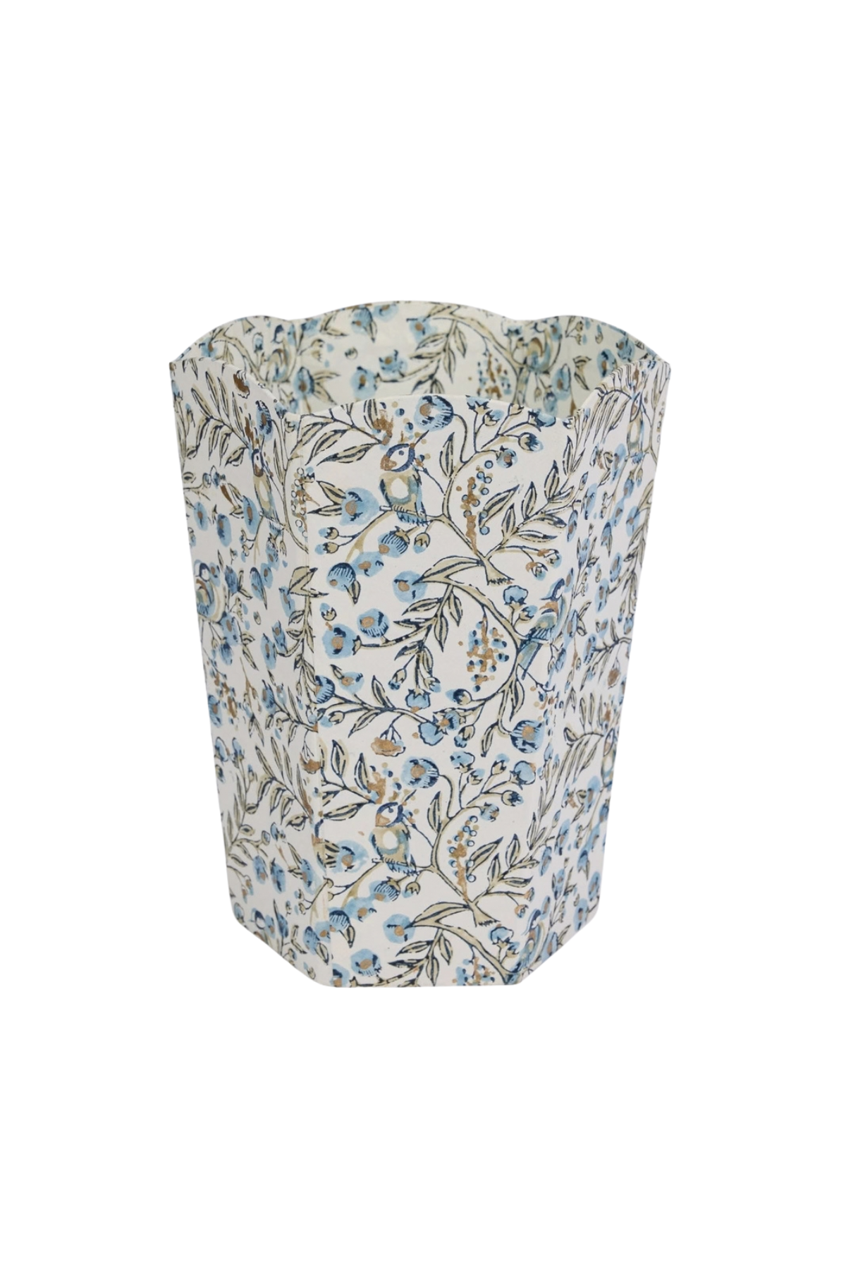 Block Printed Paper Basket Songbird