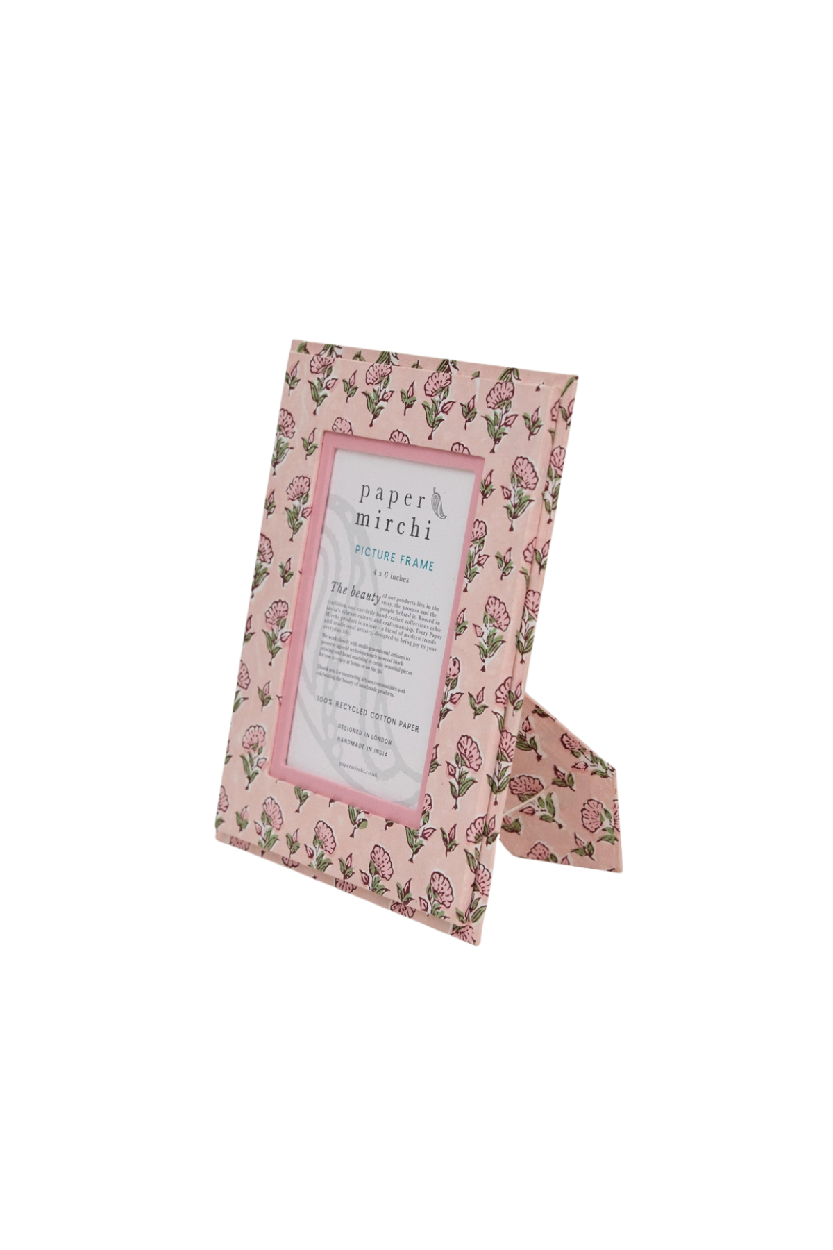 Block Printed Picture Frame Floral 4x6