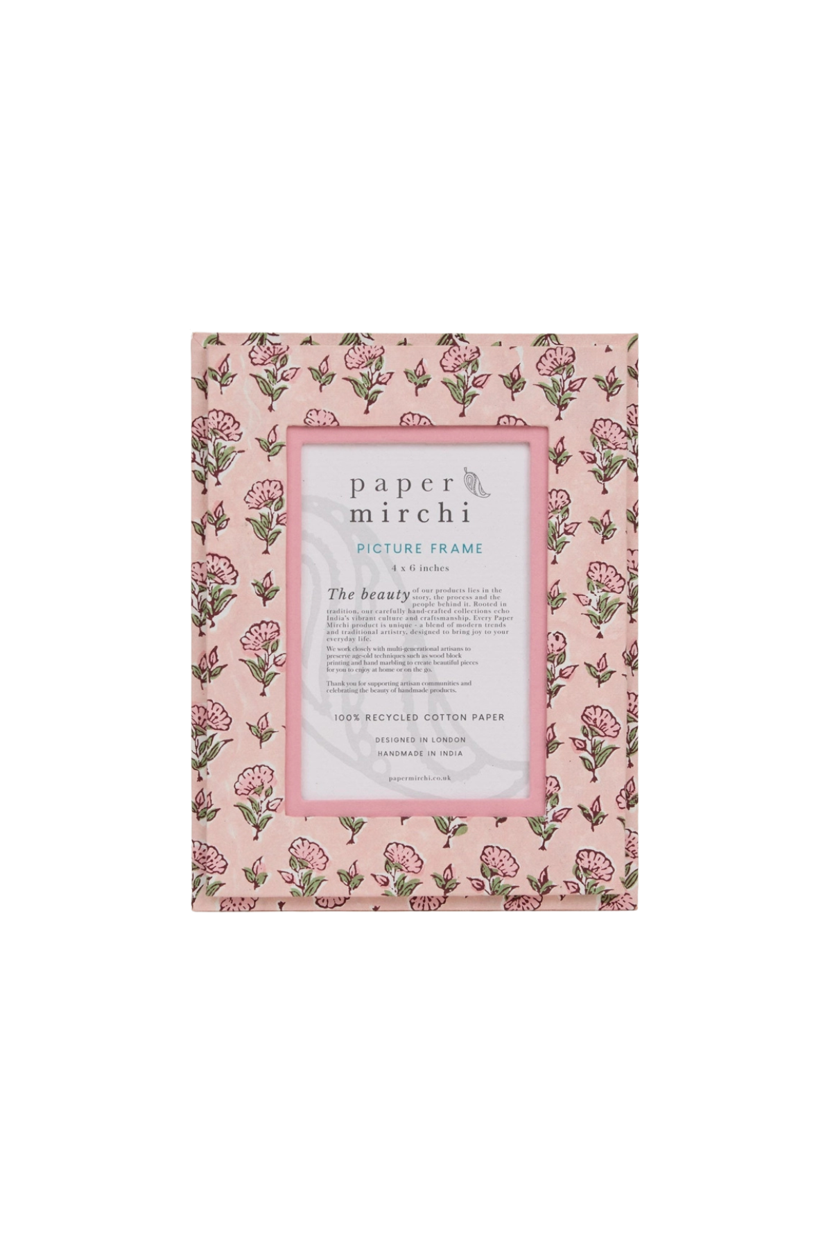 Block Printed Picture Frame Floral 4x6
