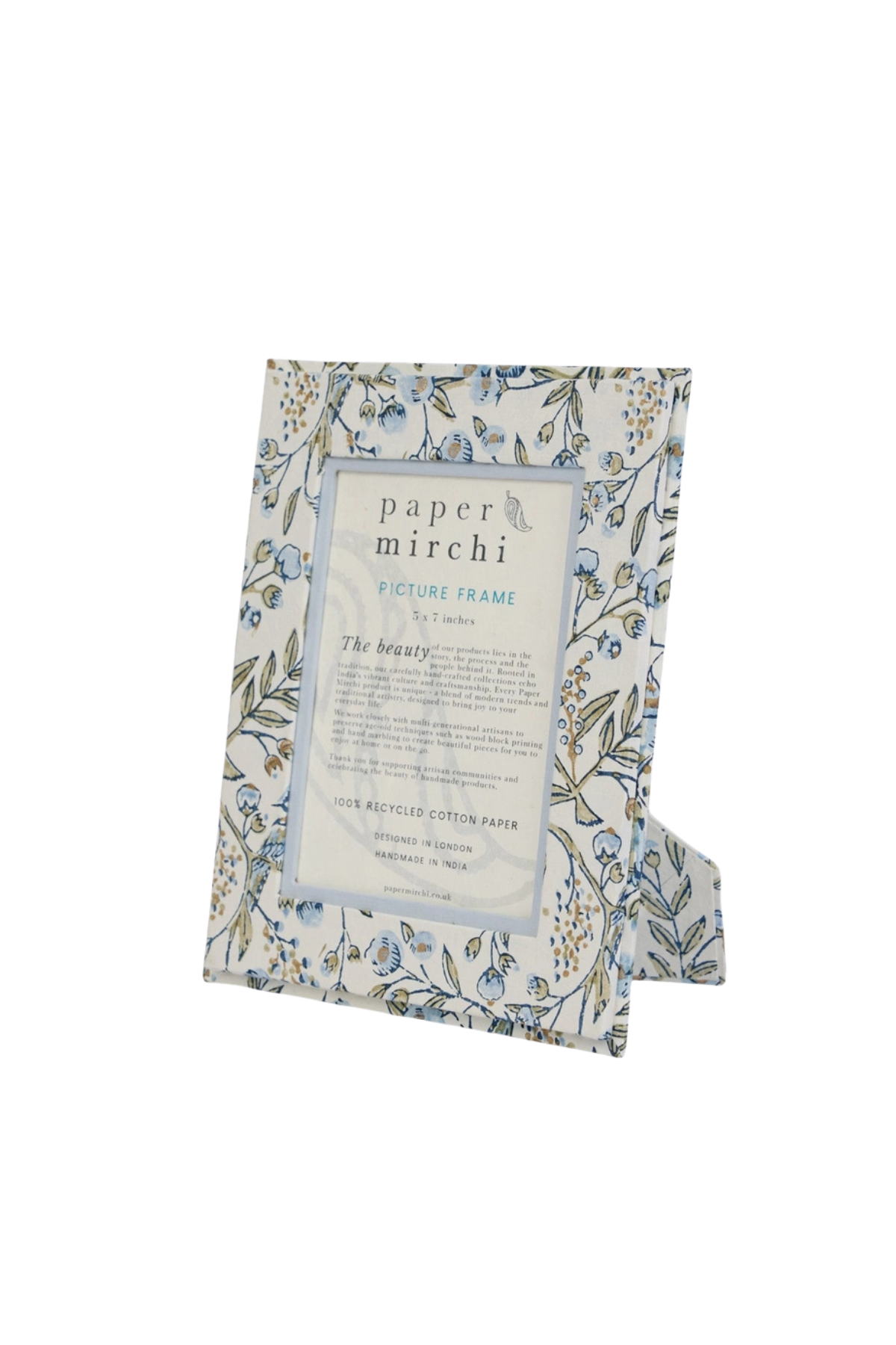 Block Printed Picture Frame Songbird 5x7