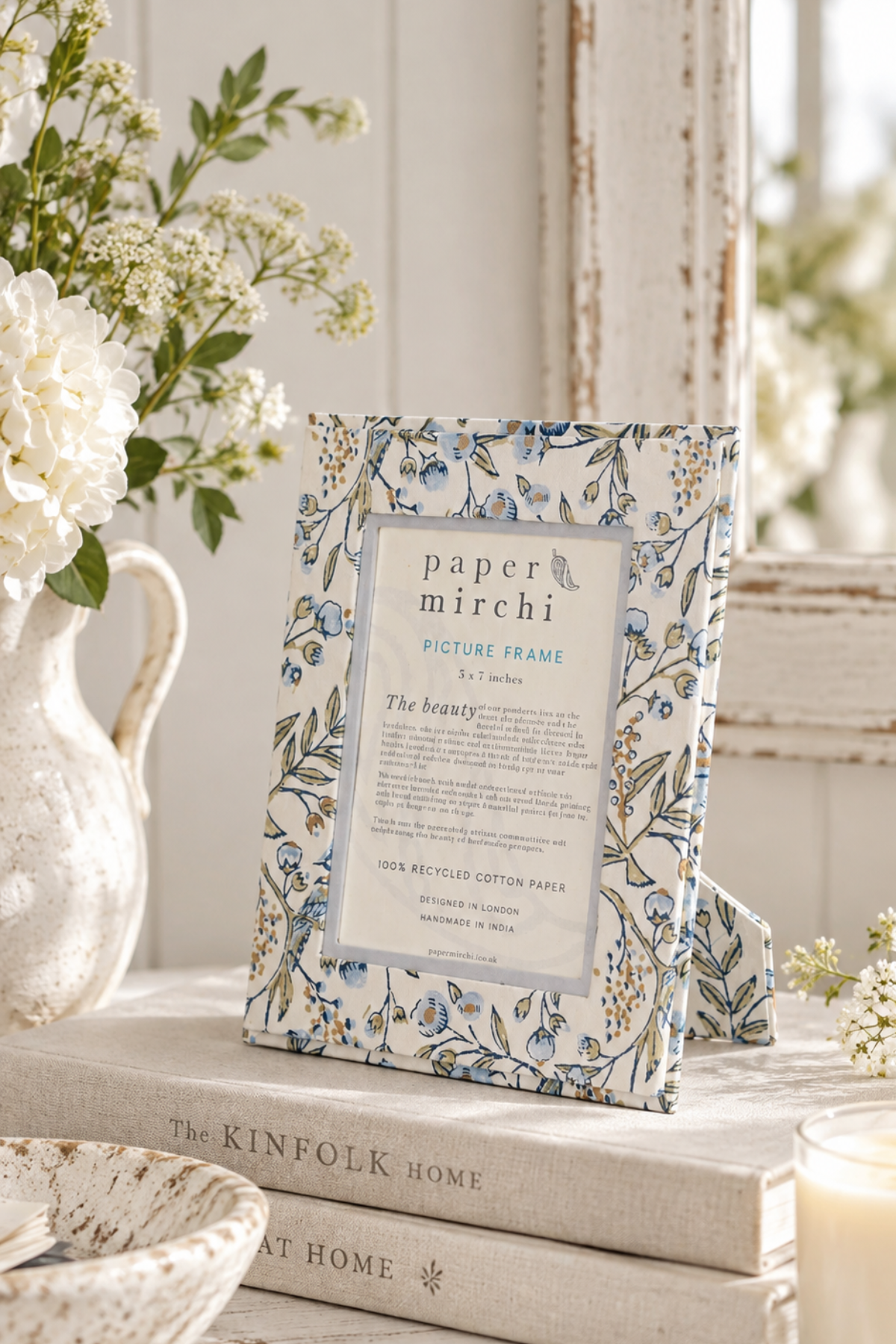 Block Printed Picture Frame Songbird 5x7