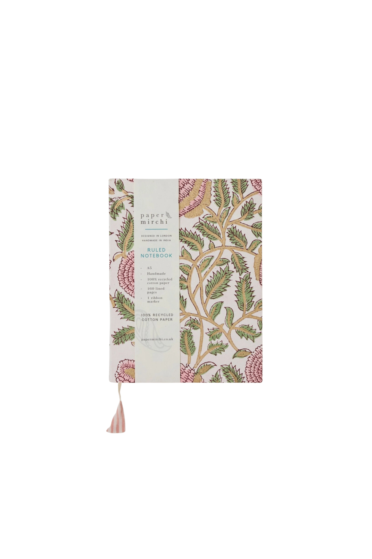 Block Printed Ruled Notebook A5 Marigold