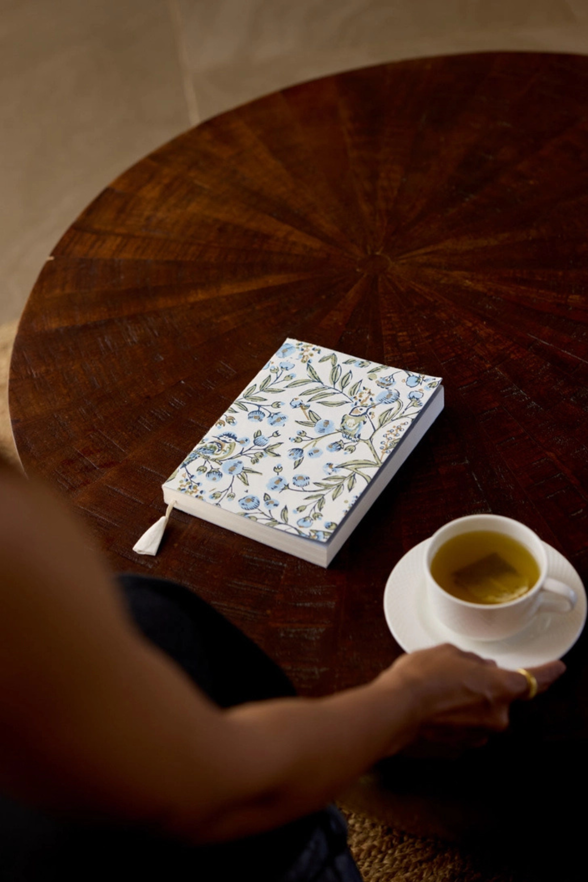 Block Printed Ruled Notebook A5 Songbird Blue