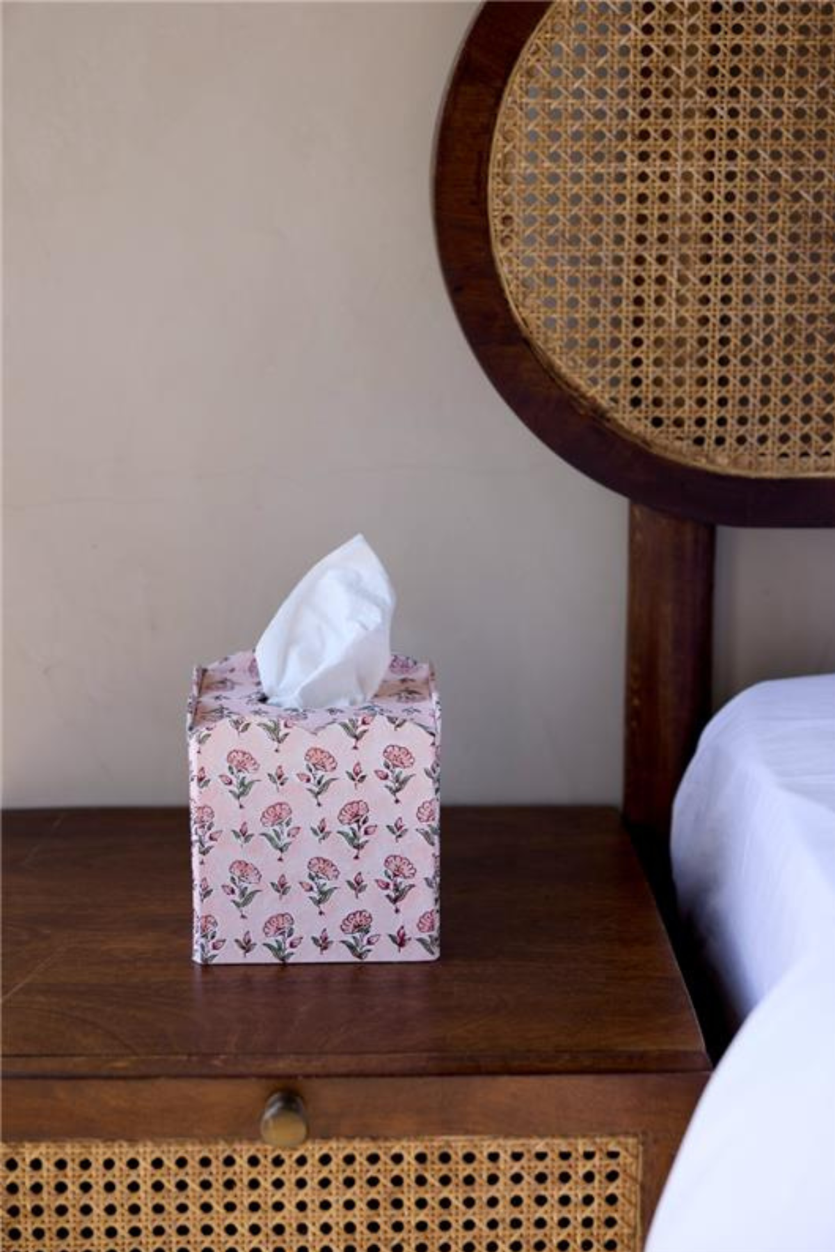 Block Printed Tissue Box Ditsy Floral