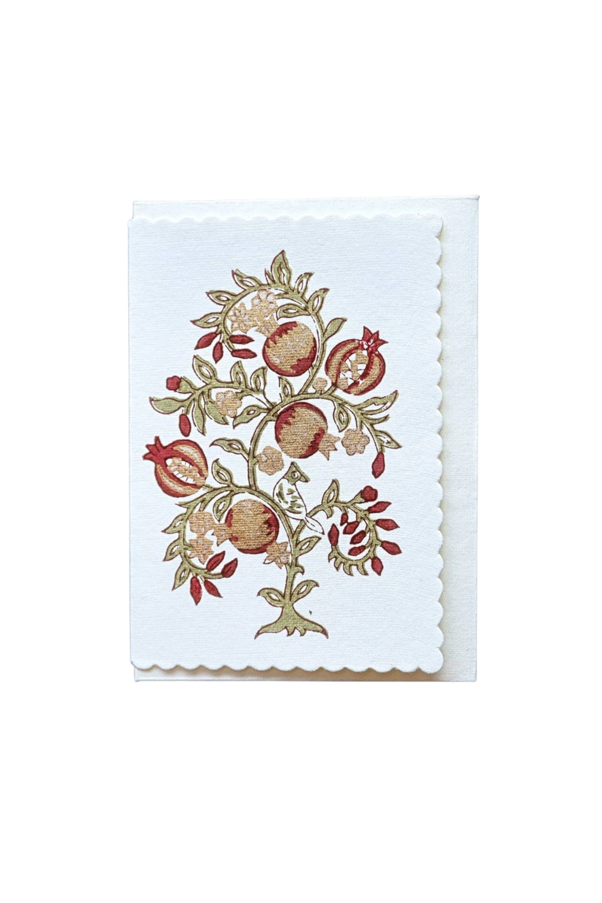 Hand Block Printed Card Anaar Scarlet