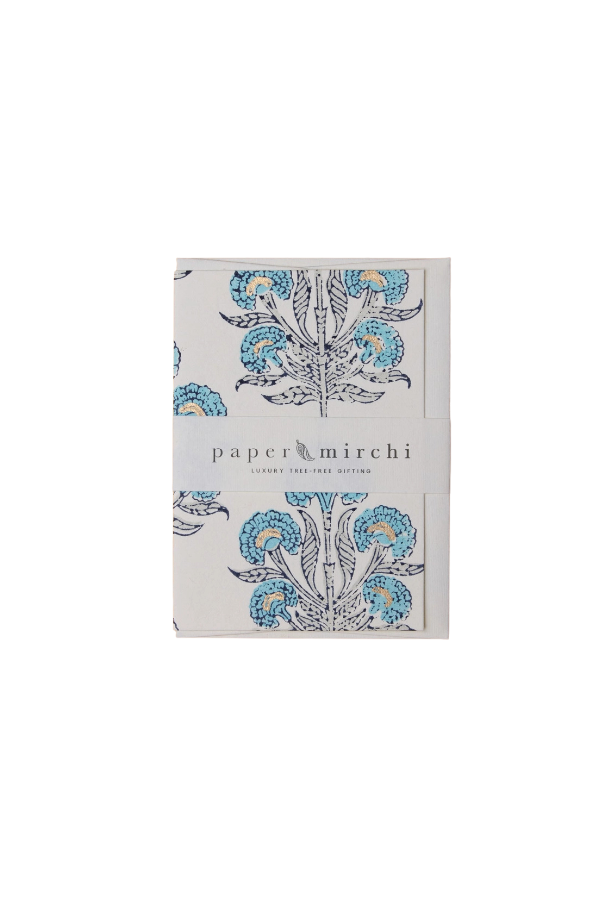Hand Block Printed Card Aurora Blue Opal