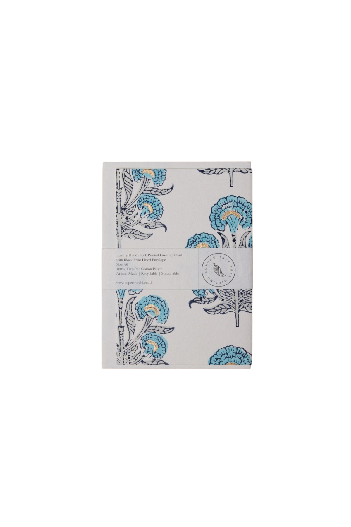 Hand Block Printed Card Aurora Blue Opal
