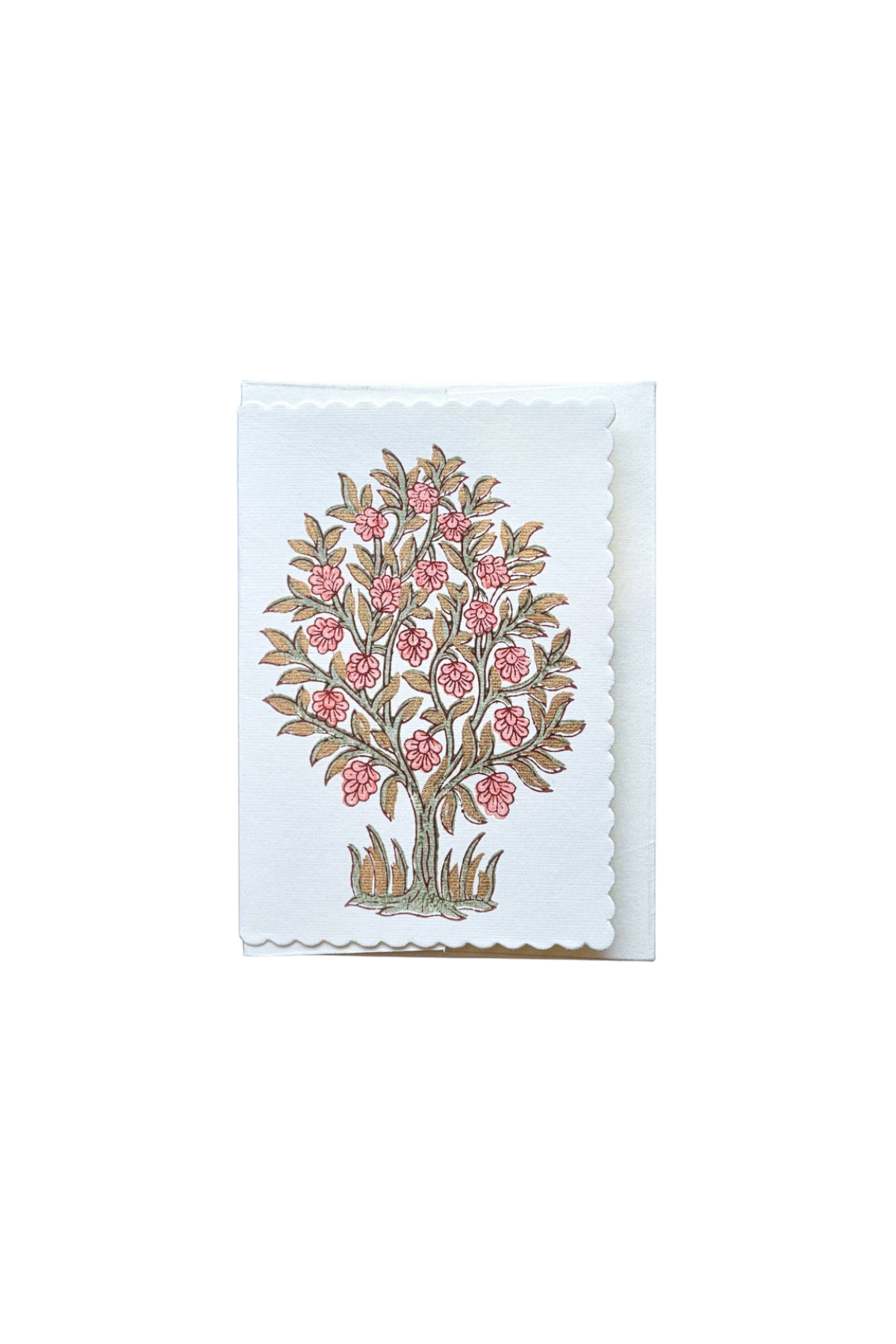 Hand Block Printed Card Coral