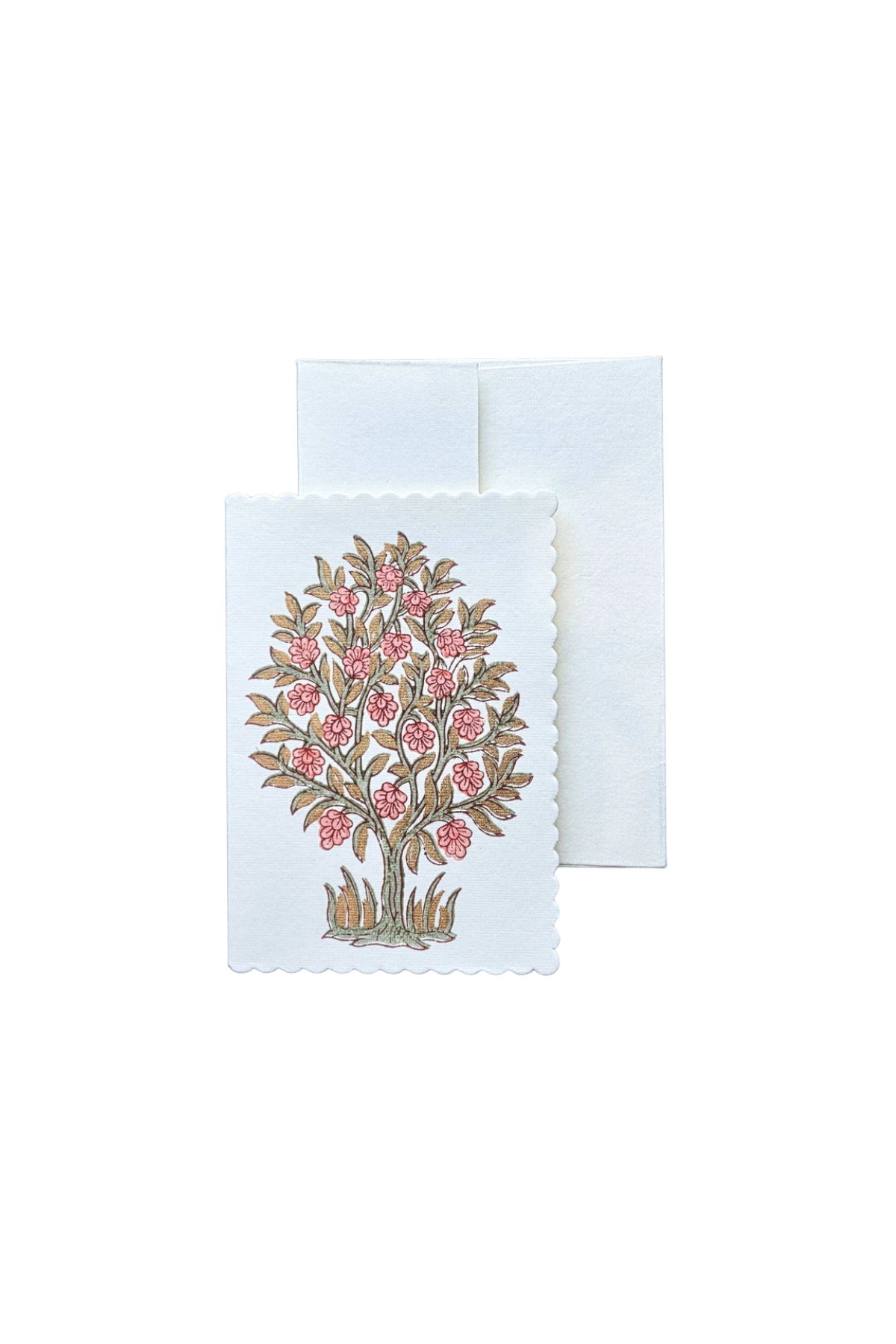 Hand Block Printed Card Coral