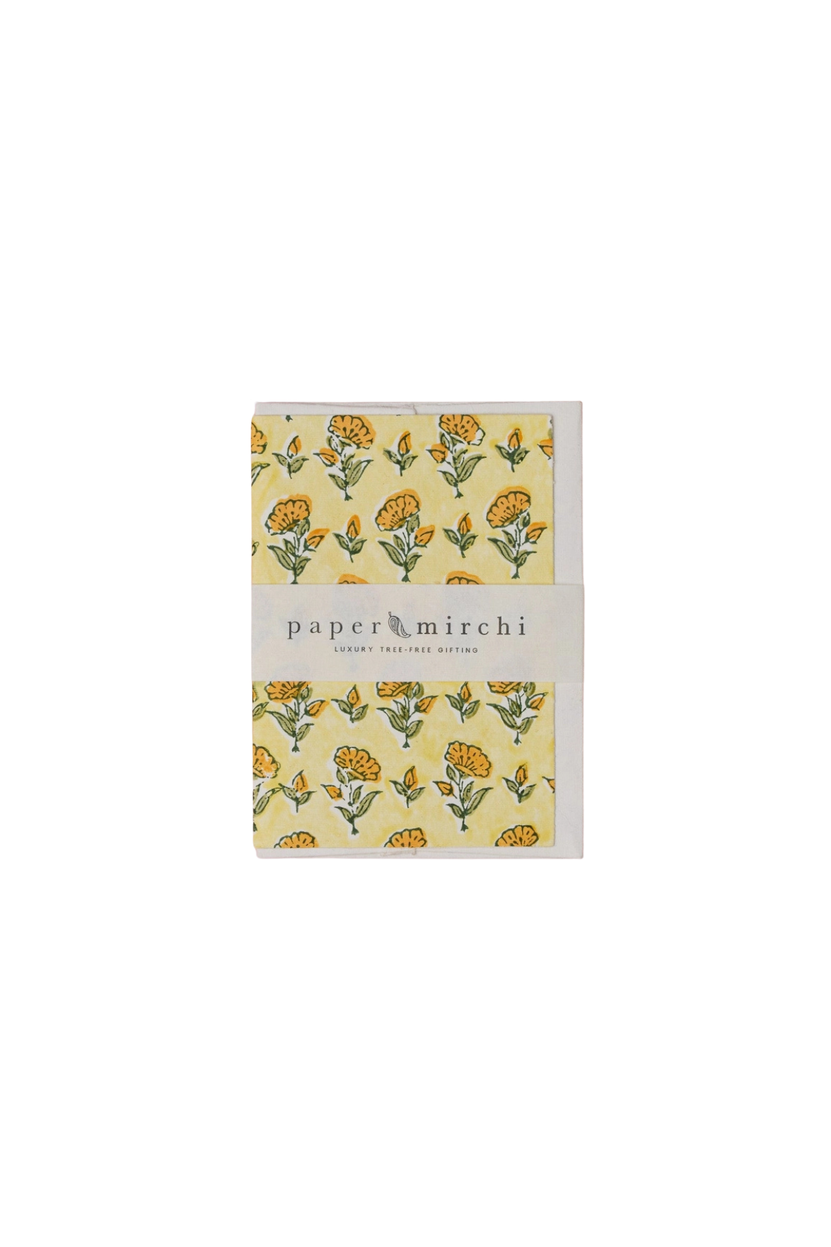 Hand Block Printed Card Floral Sunshine