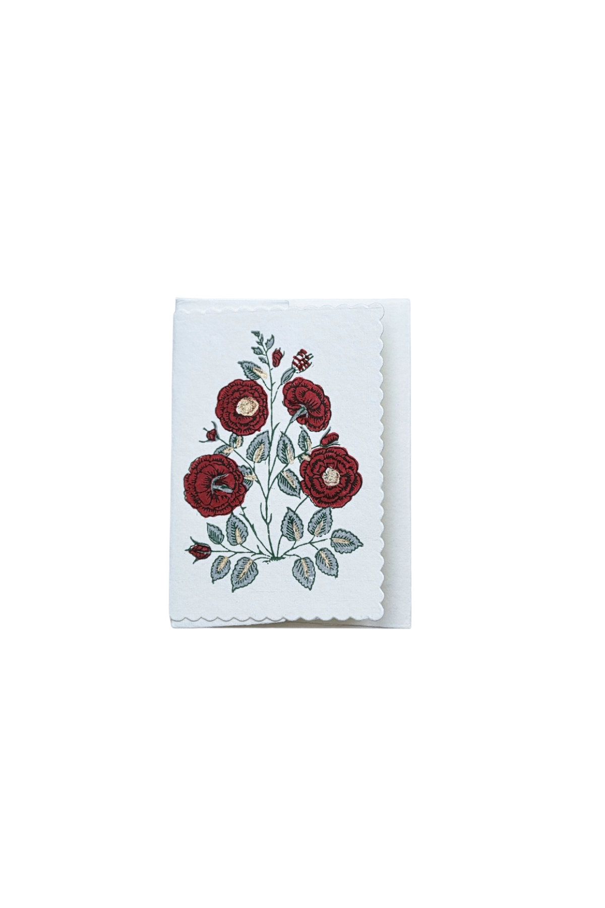 Hand Block Printed Card Gulab Sage