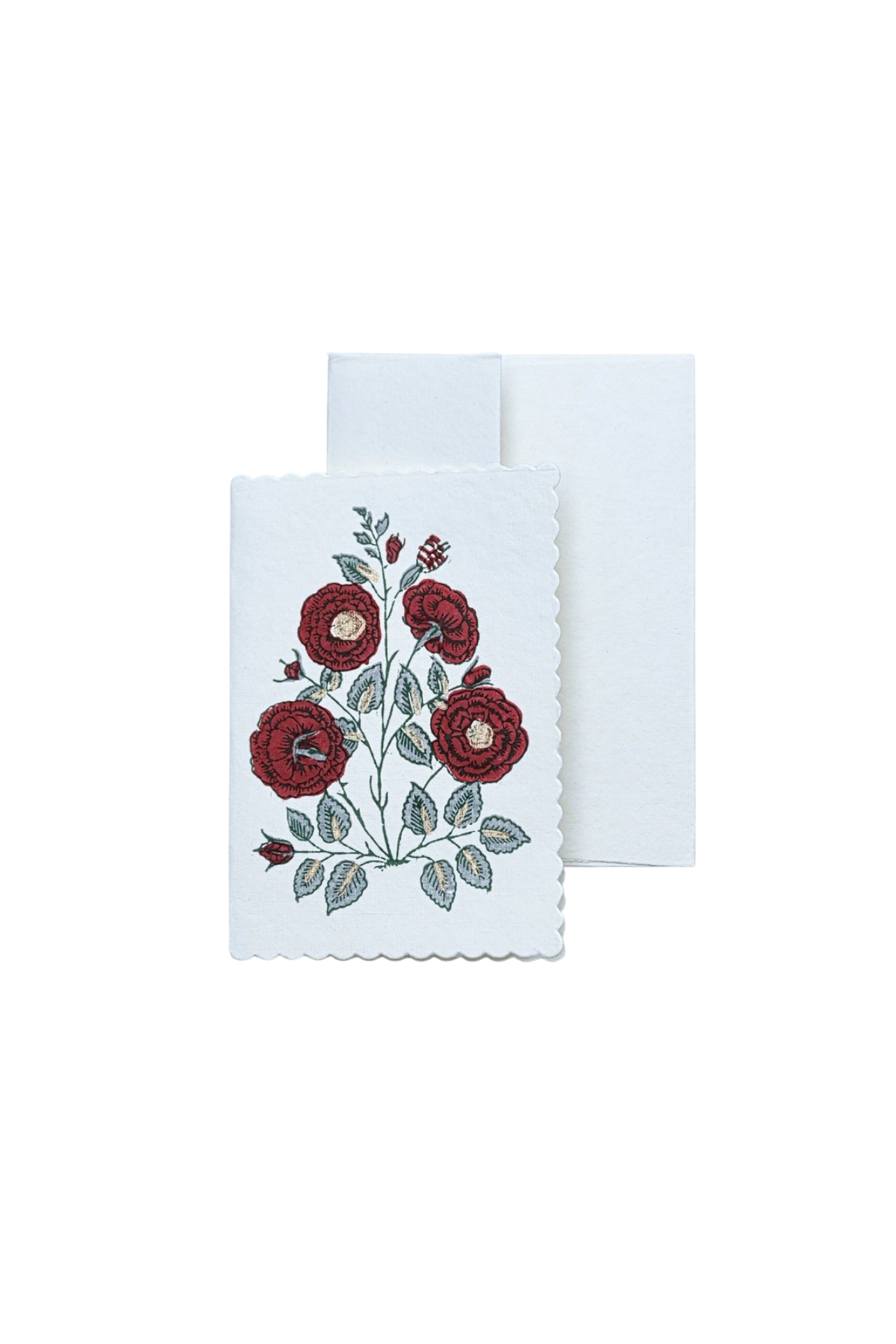 Hand Block Printed Card Gulab Sage