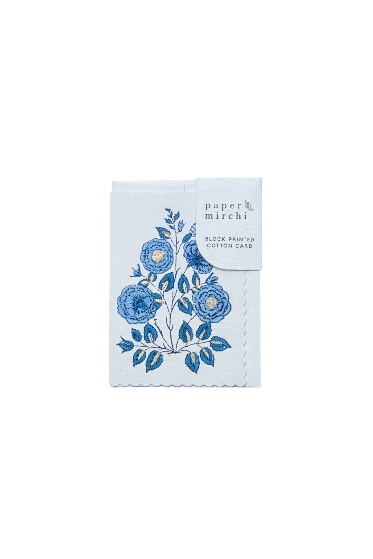 Hand Block Printed Card Gulab Sapphire