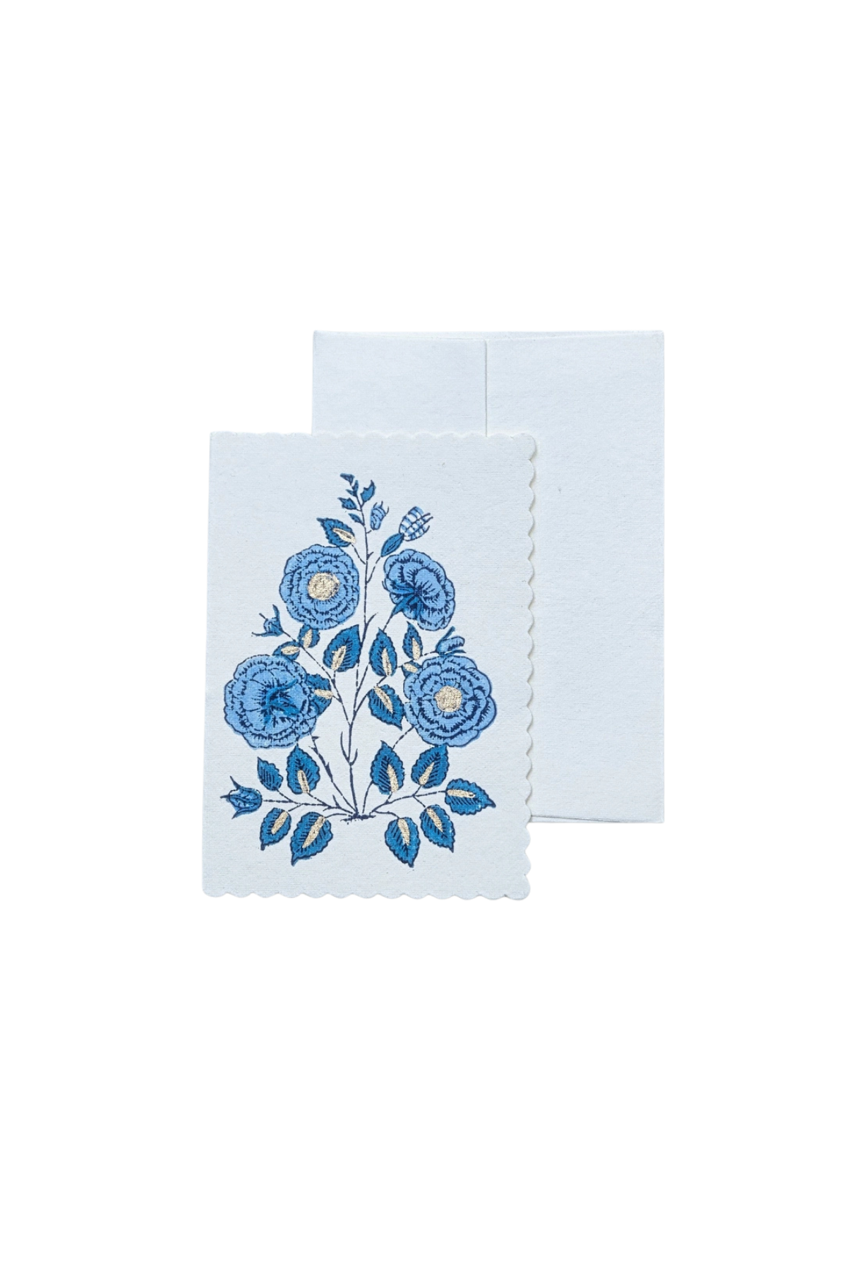 Hand Block Printed Card Gulab Sapphire