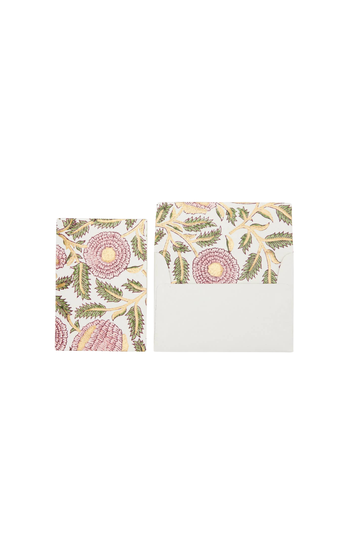 Hand Block Printed Card Marigold Blush