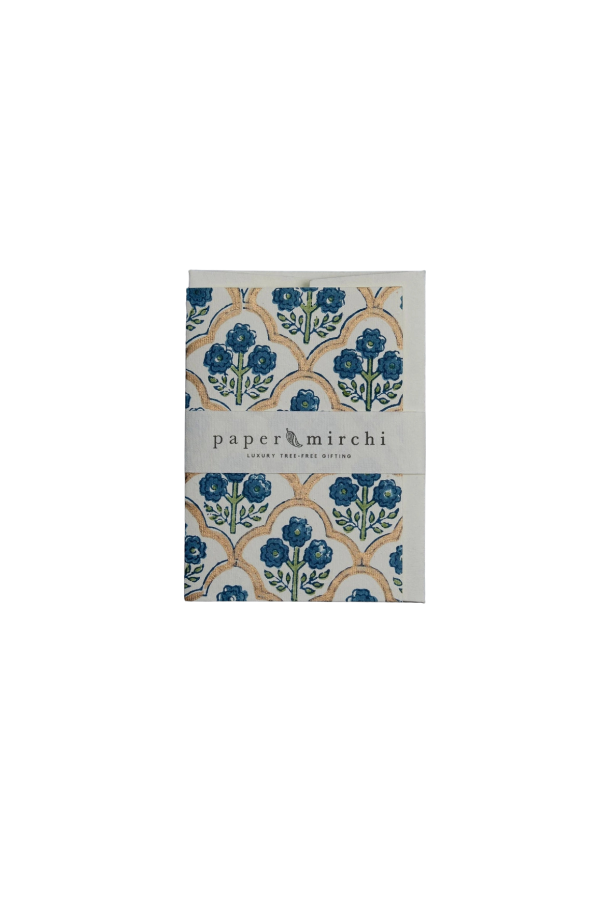 Hand Block Printed Card Trellis Indigo
