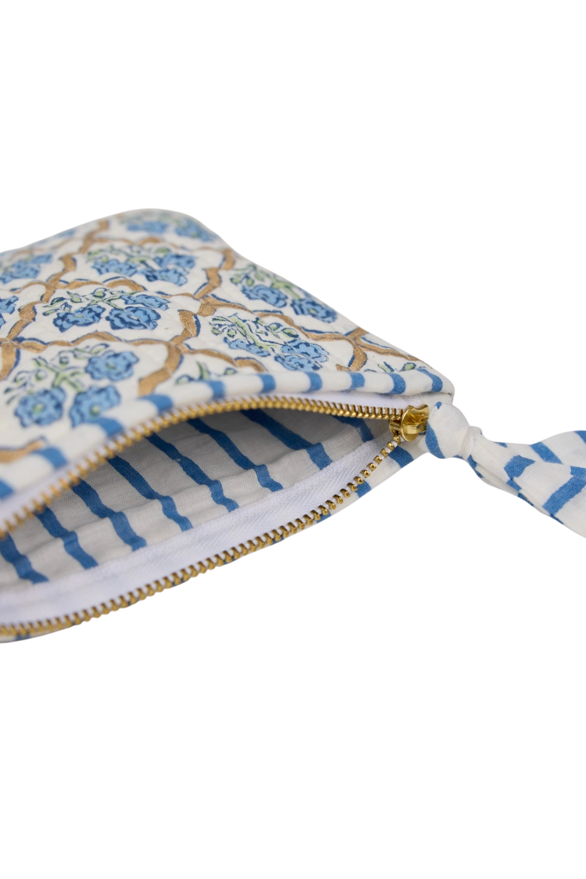 Organic Cotton Pouch Floral Indigo Medium