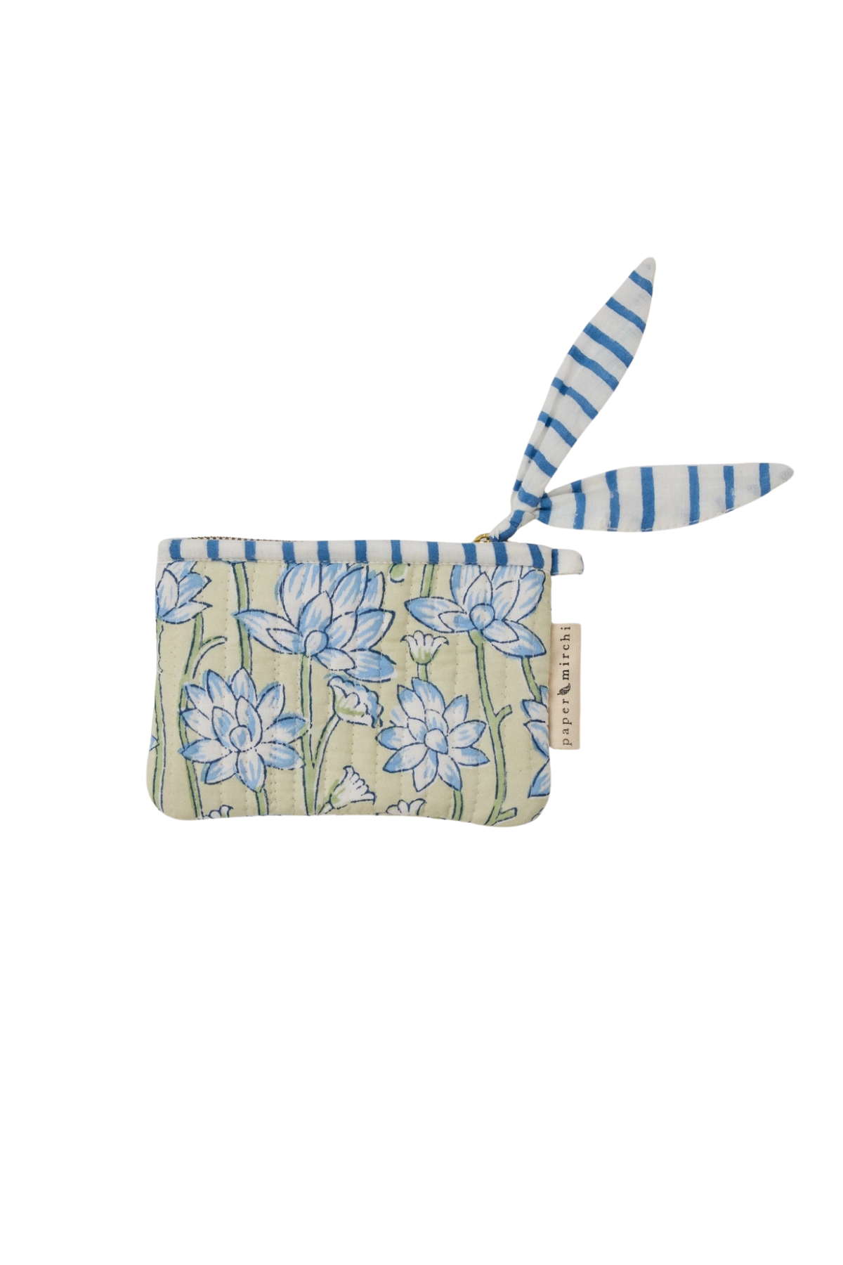 Organic Cotton Pouch Floral Indigo Small
