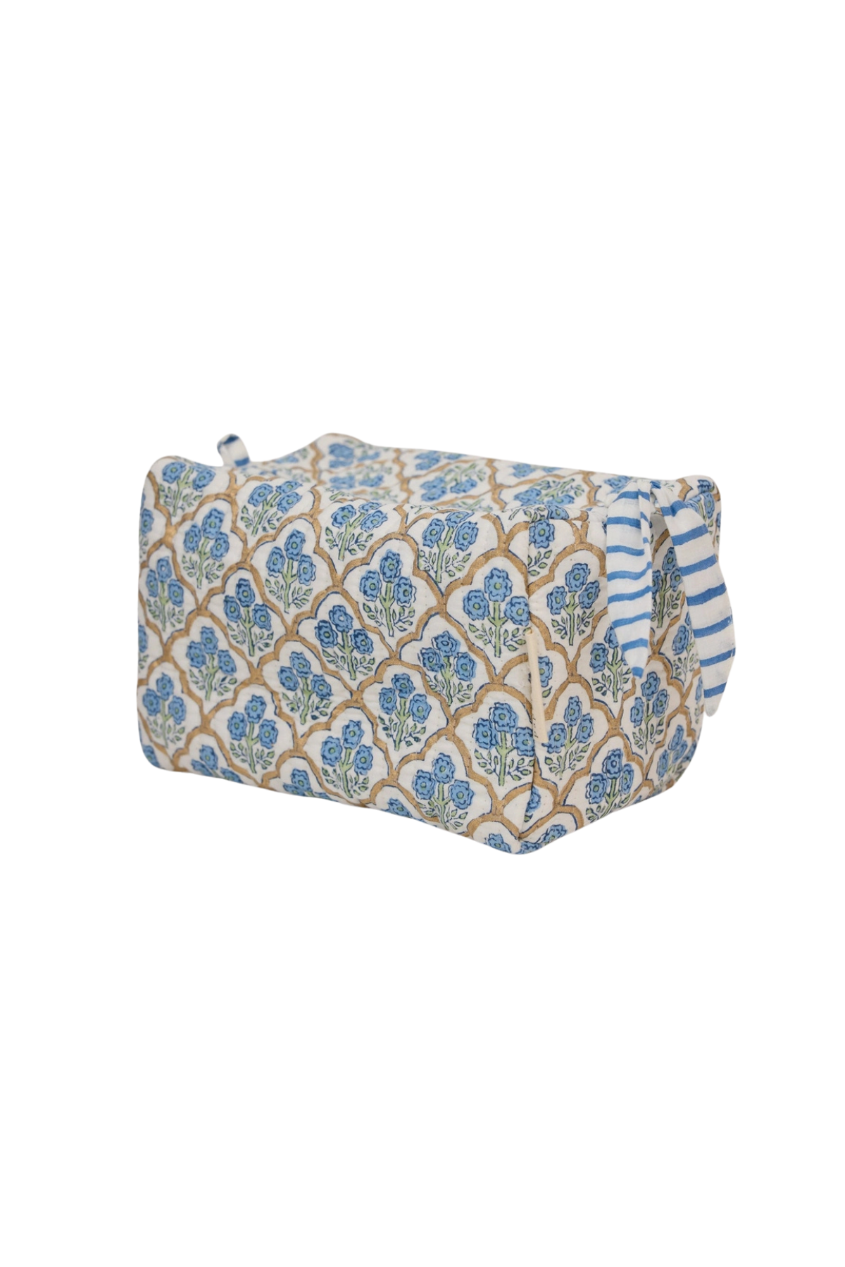 Organic Cotton Toiletry Bag Large Trellis Indigo