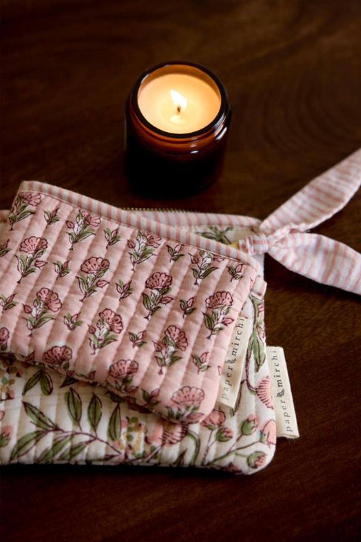 Organic Cotton Pouch Floral Blush Small
