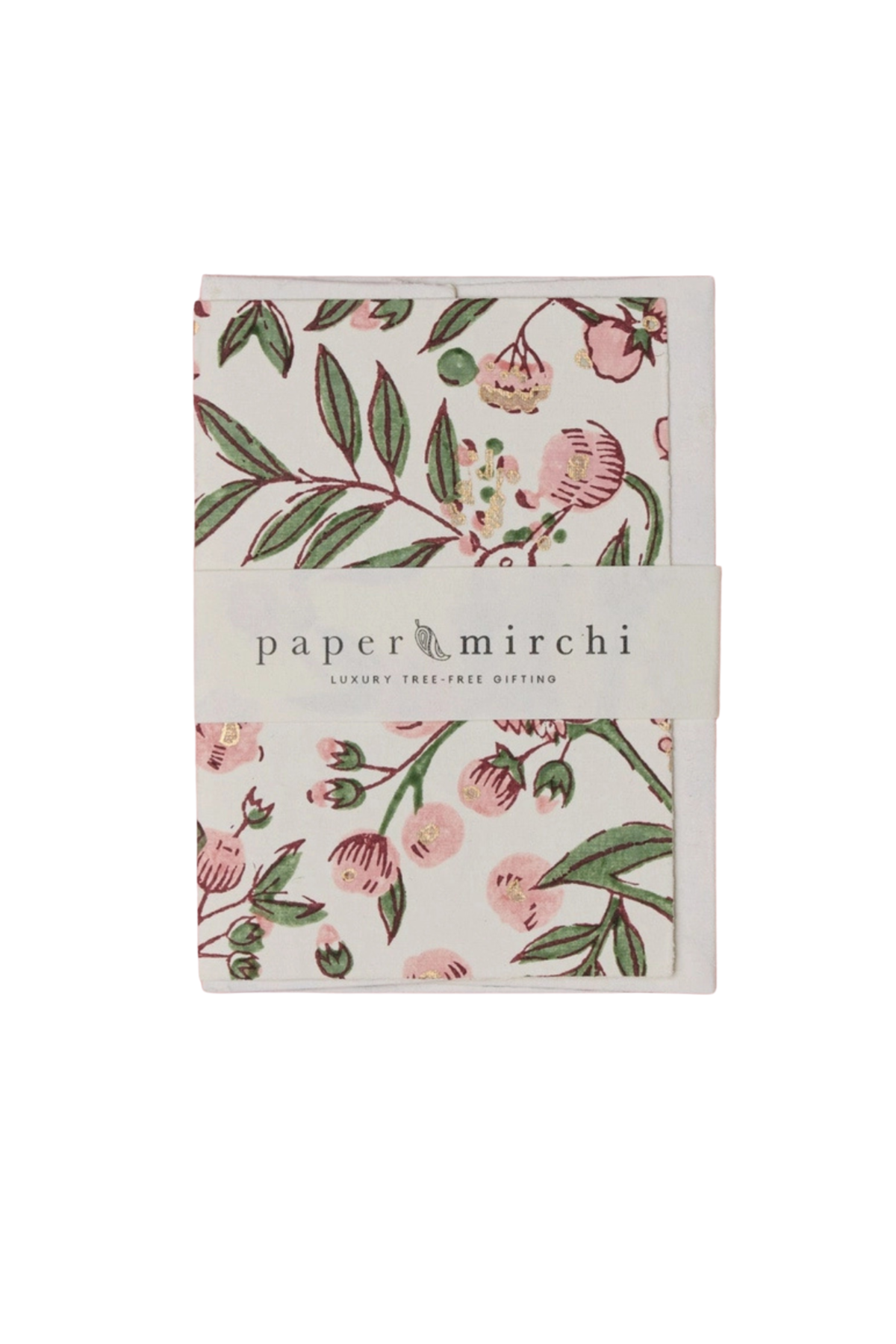 Hand Block Printed Card Song Birds Blush