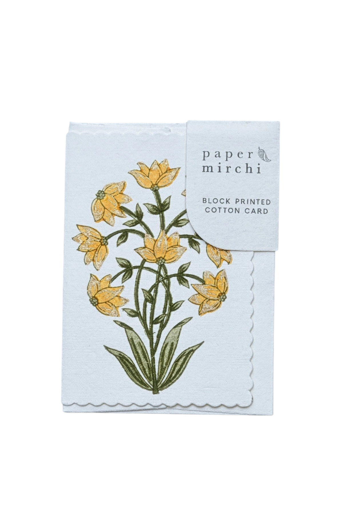 Hand Block Printed Card Champaca Saffron