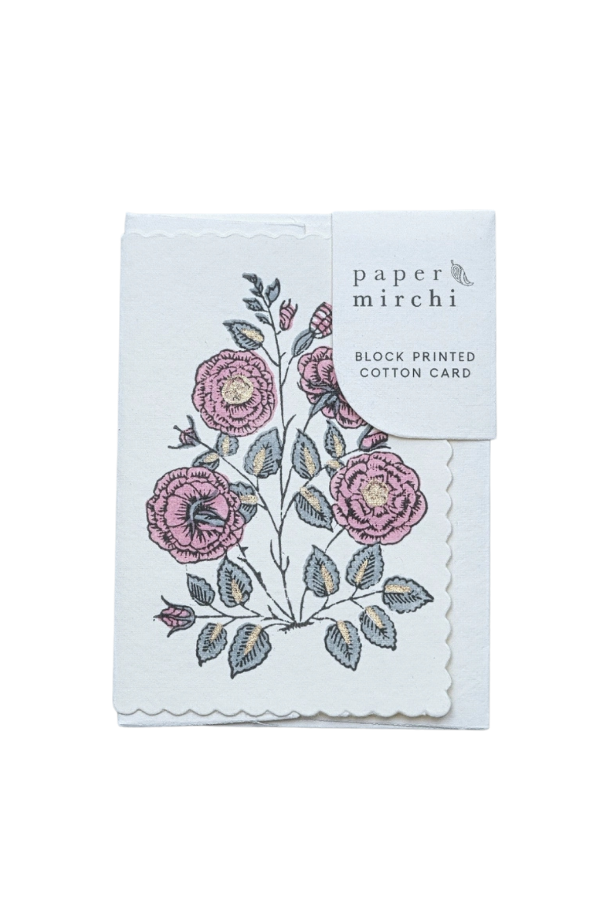 Hand Block Printed  Card Dusky Pink