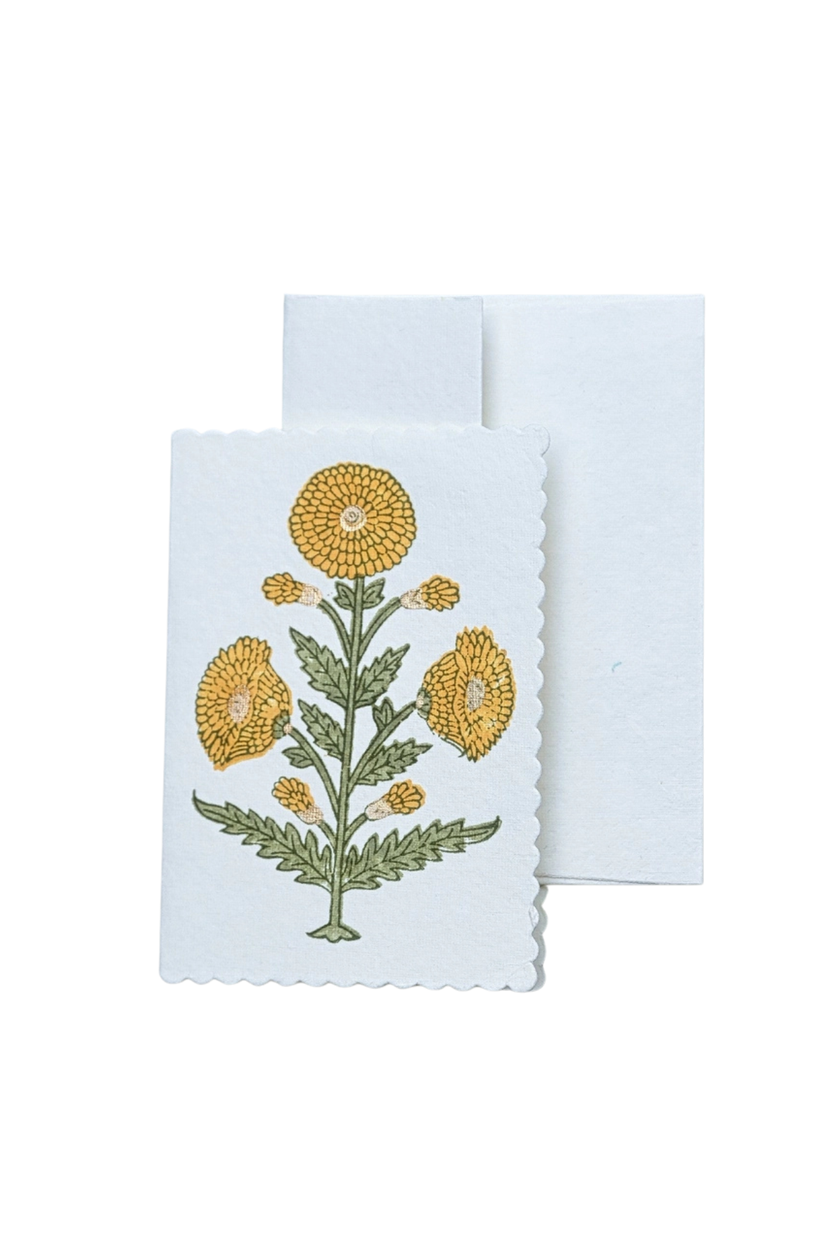 Hand Block Printed Card Genda Saffron
