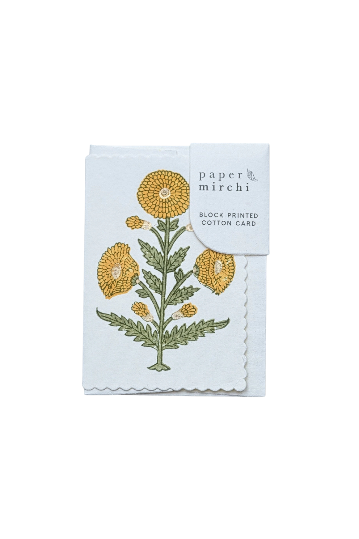 Hand Block Printed Card Genda Saffron