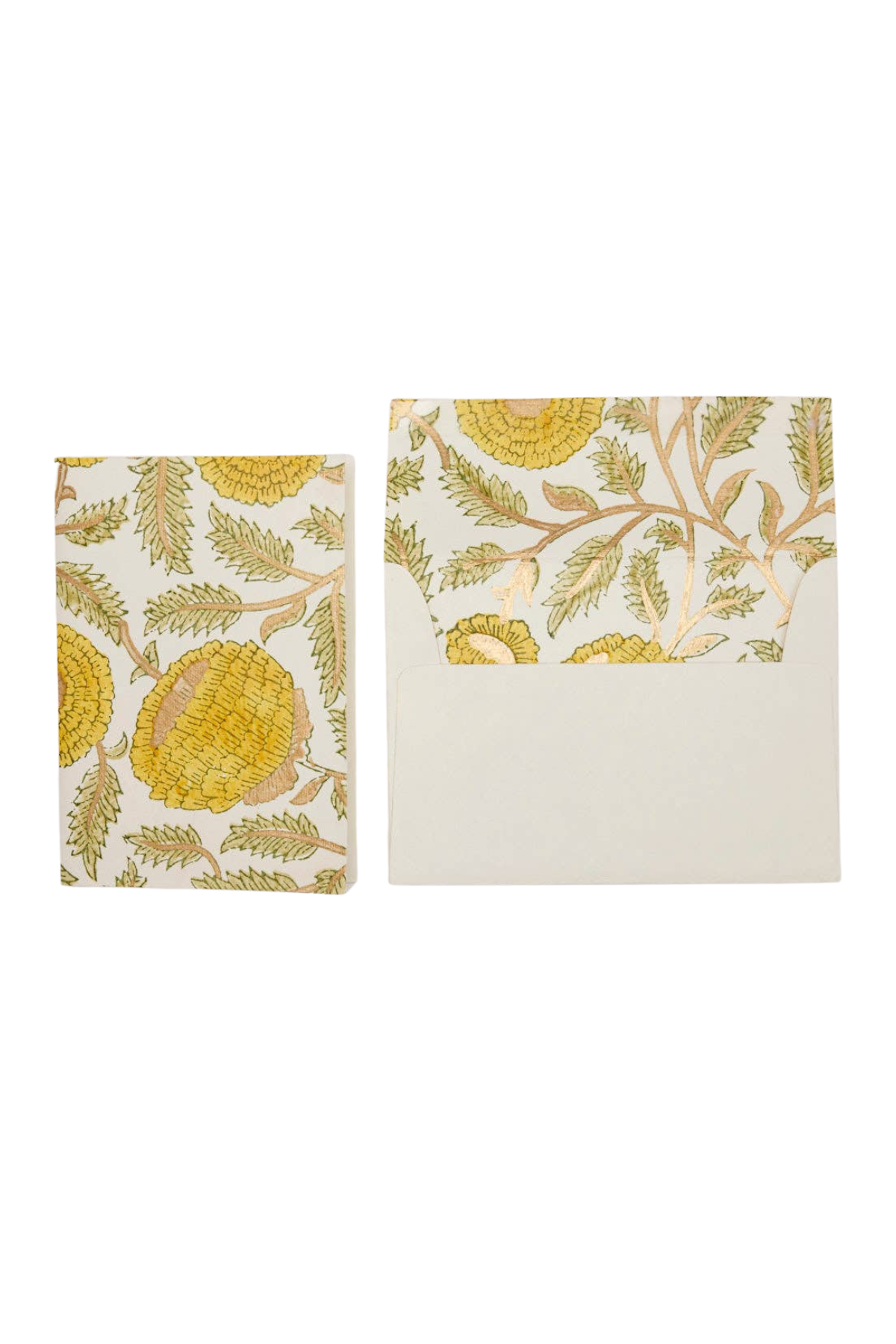 Hand Block Printed Card Marigold Sunshine