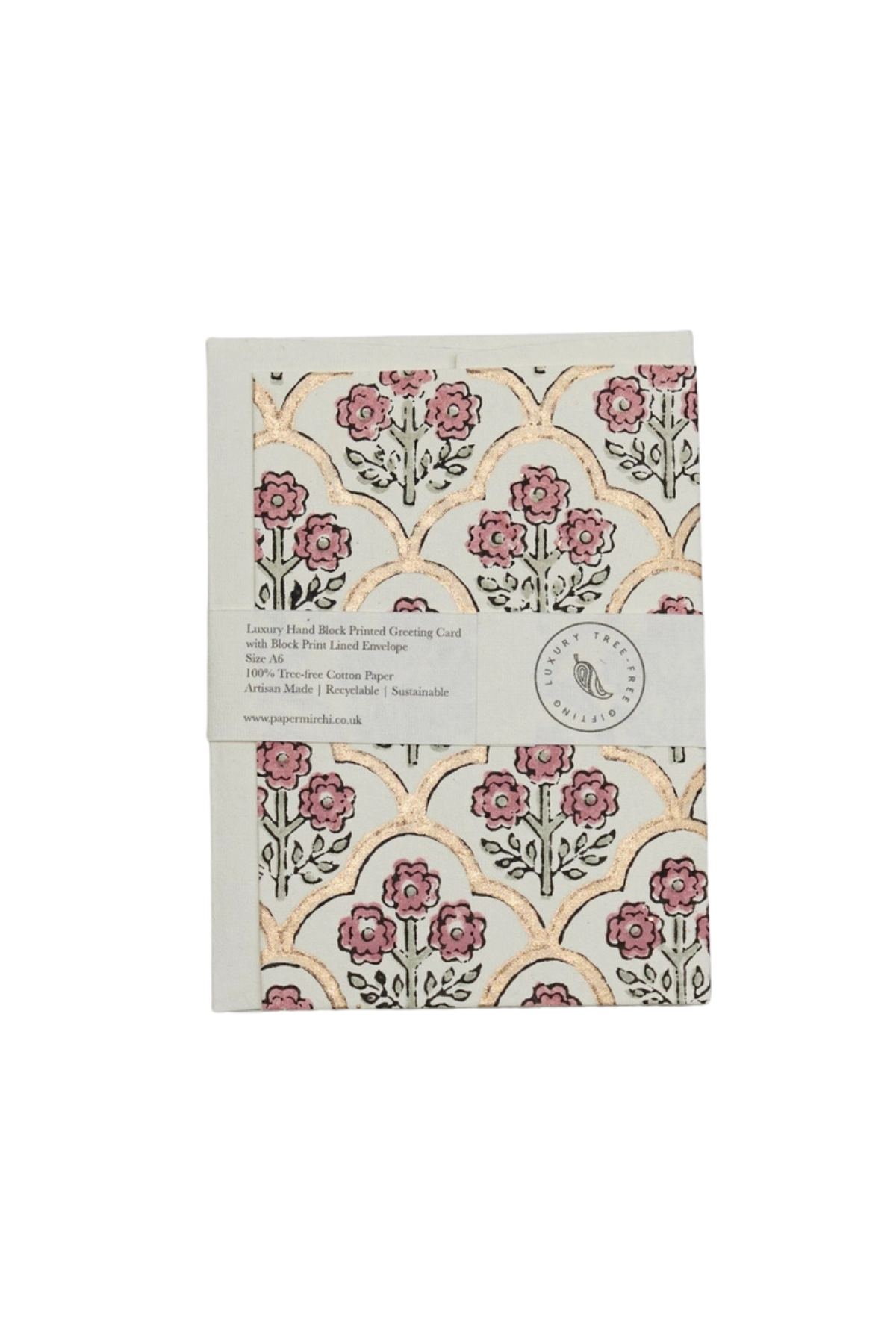 Hand Block Printed Card Trellis Earth