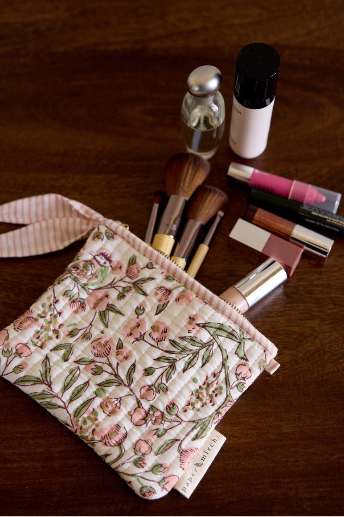 Organic Cotton Pouch Floral Blush Medium