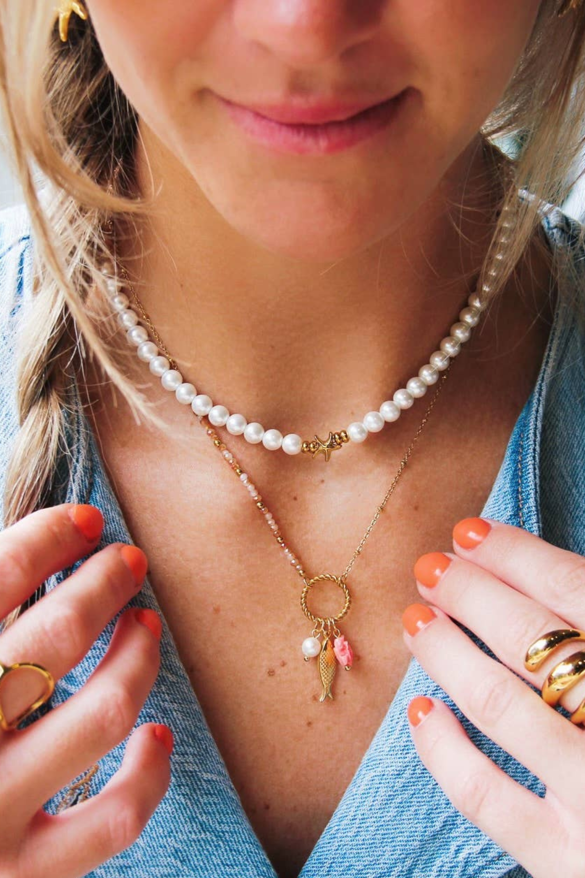 Pearl Necklace Mini Starfish