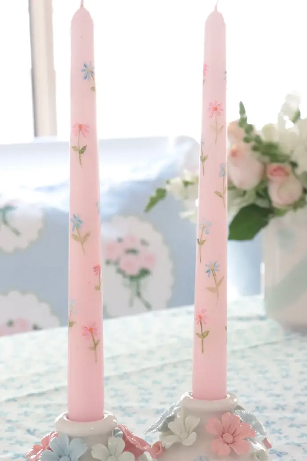 Pink Spring Hand Painted Candle