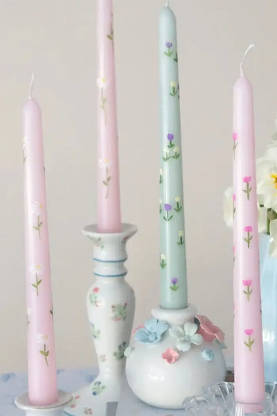 Pink Spring Hand Painted Candle