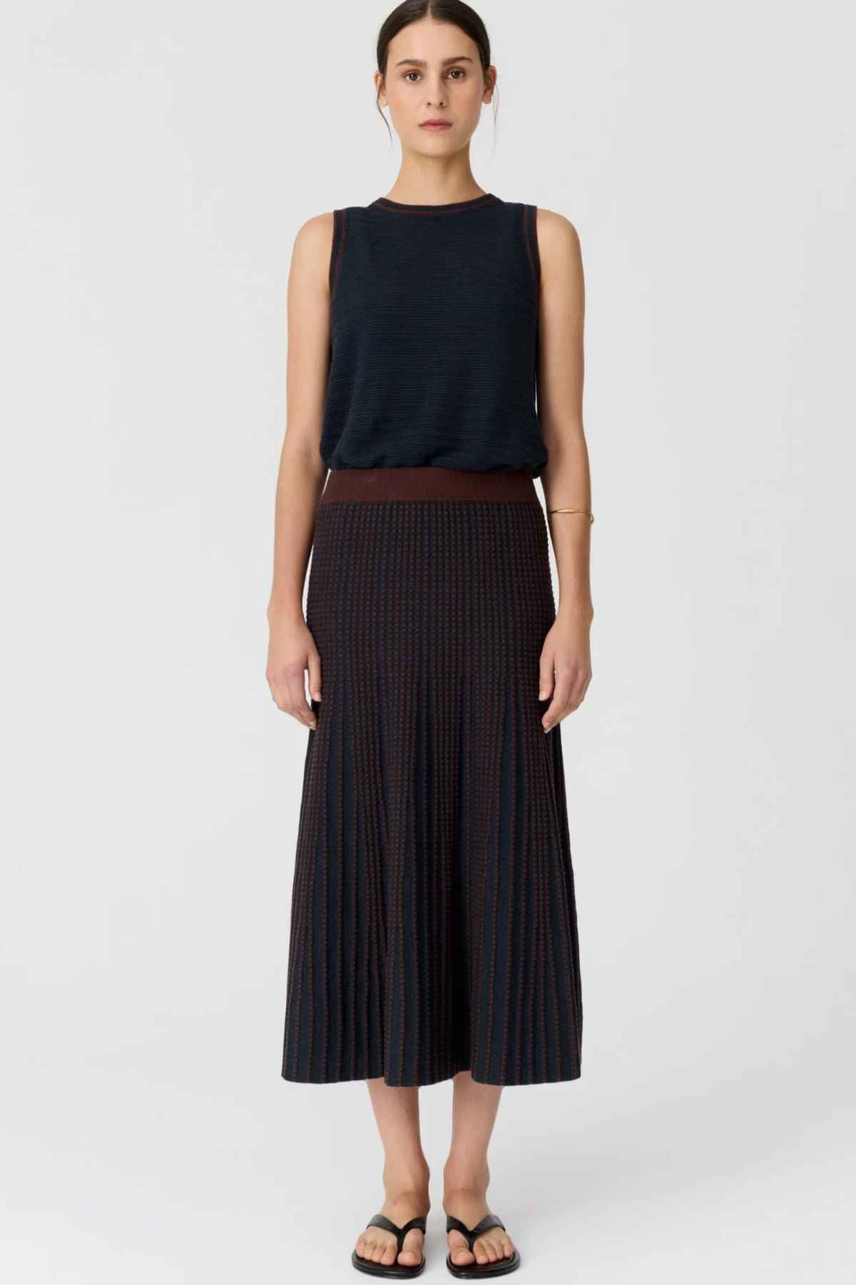 Evlyn Knit Skirt Ink Chocolate