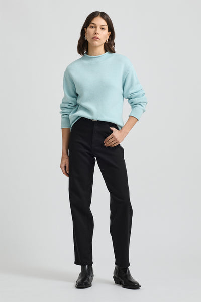 Relaxed Fit Mock Neck Glacial Blue