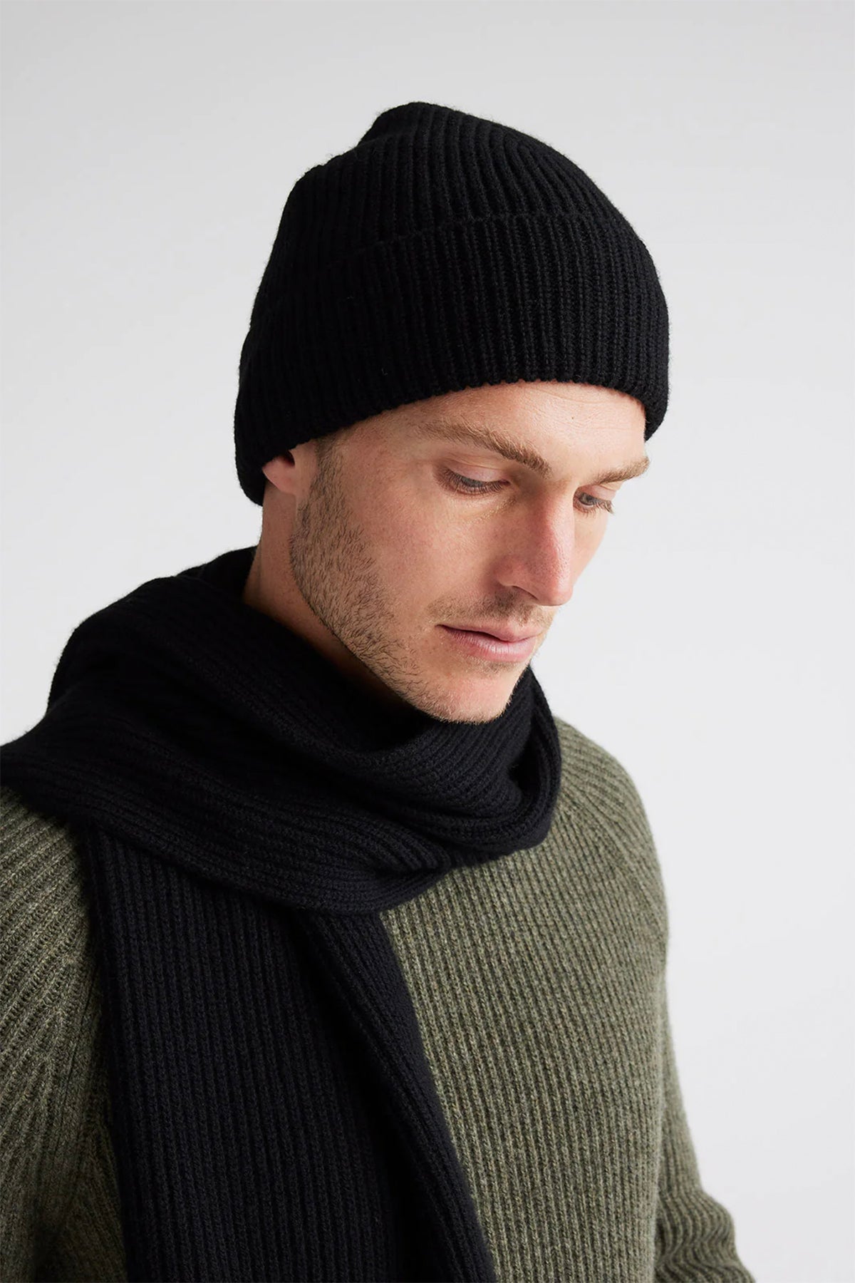 Rib Knit Beanie Black