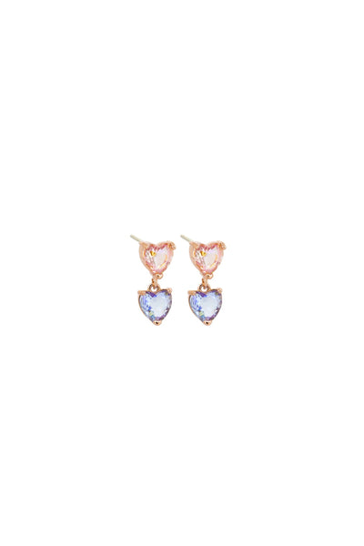 Rose Gold Crystal Heart Duo Earring