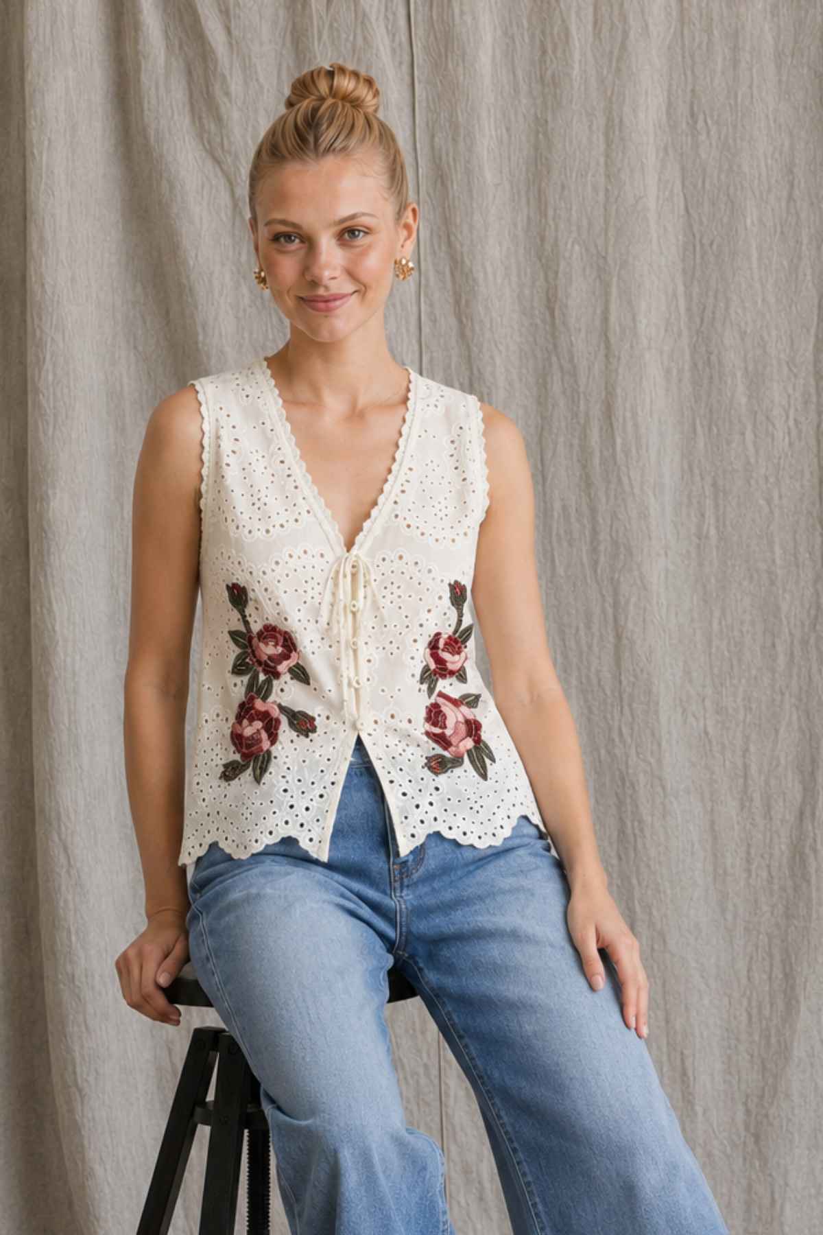 Rosevine Broderie Vest