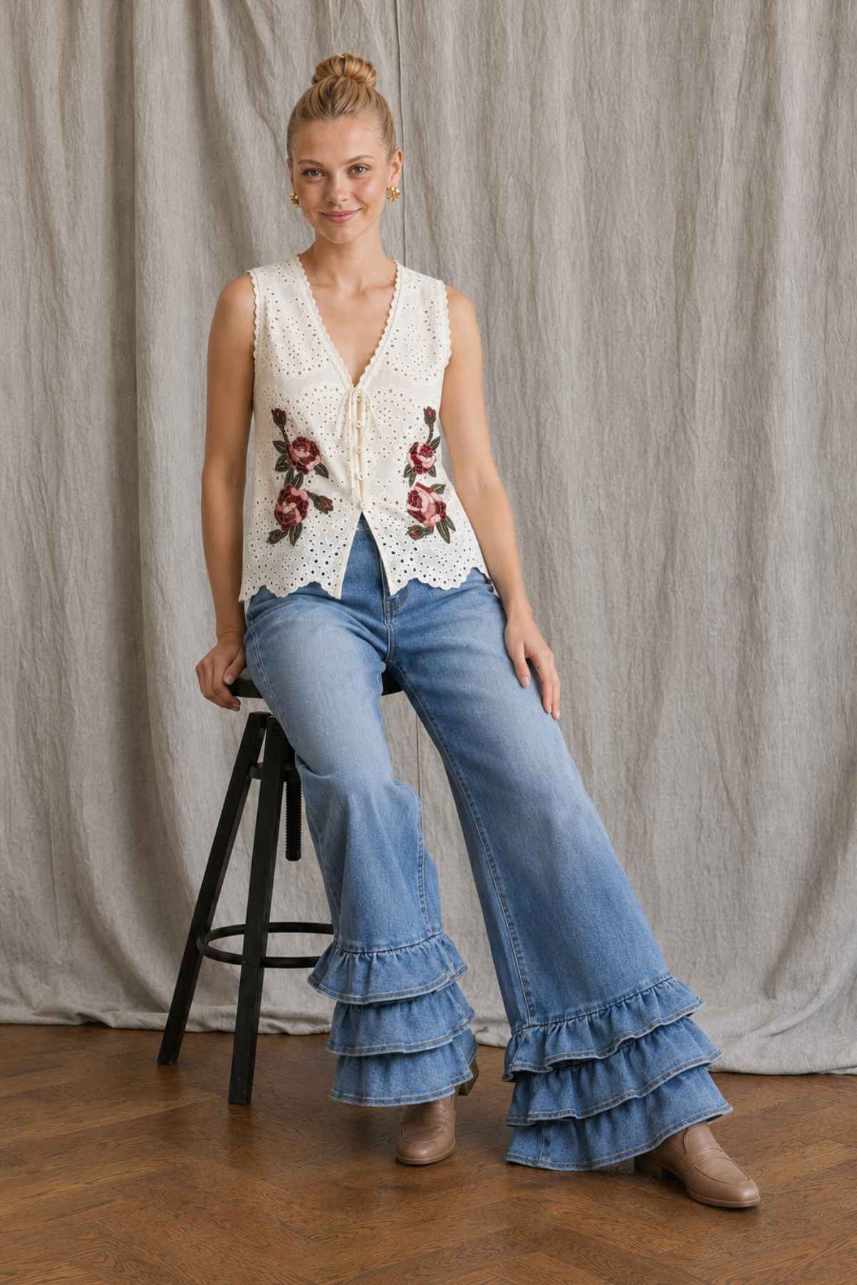 Rosevine Broderie Vest