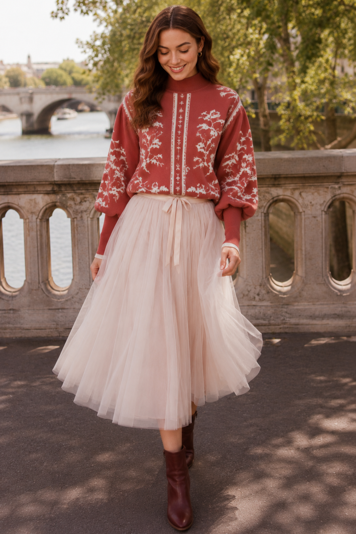 Satin Ribbon Tulle Skirt Champagne