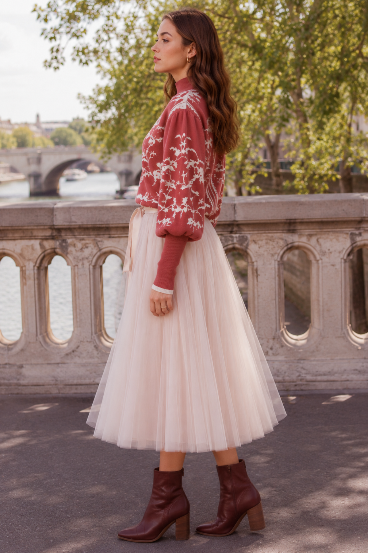 Satin Ribbon Tulle Skirt Champagne