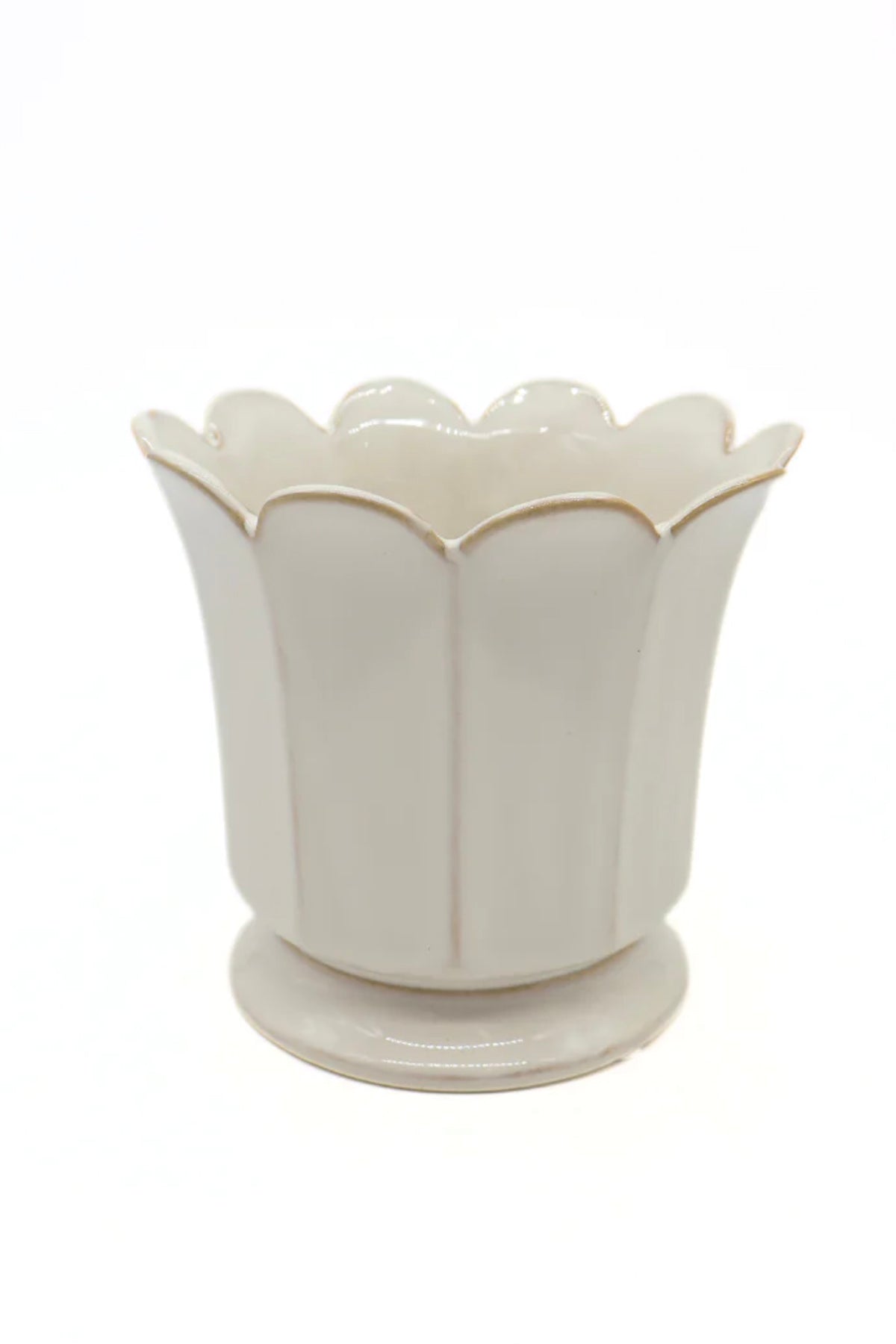 Scalloped Pot White Large