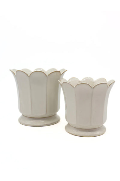 Scalloped Pot White Large