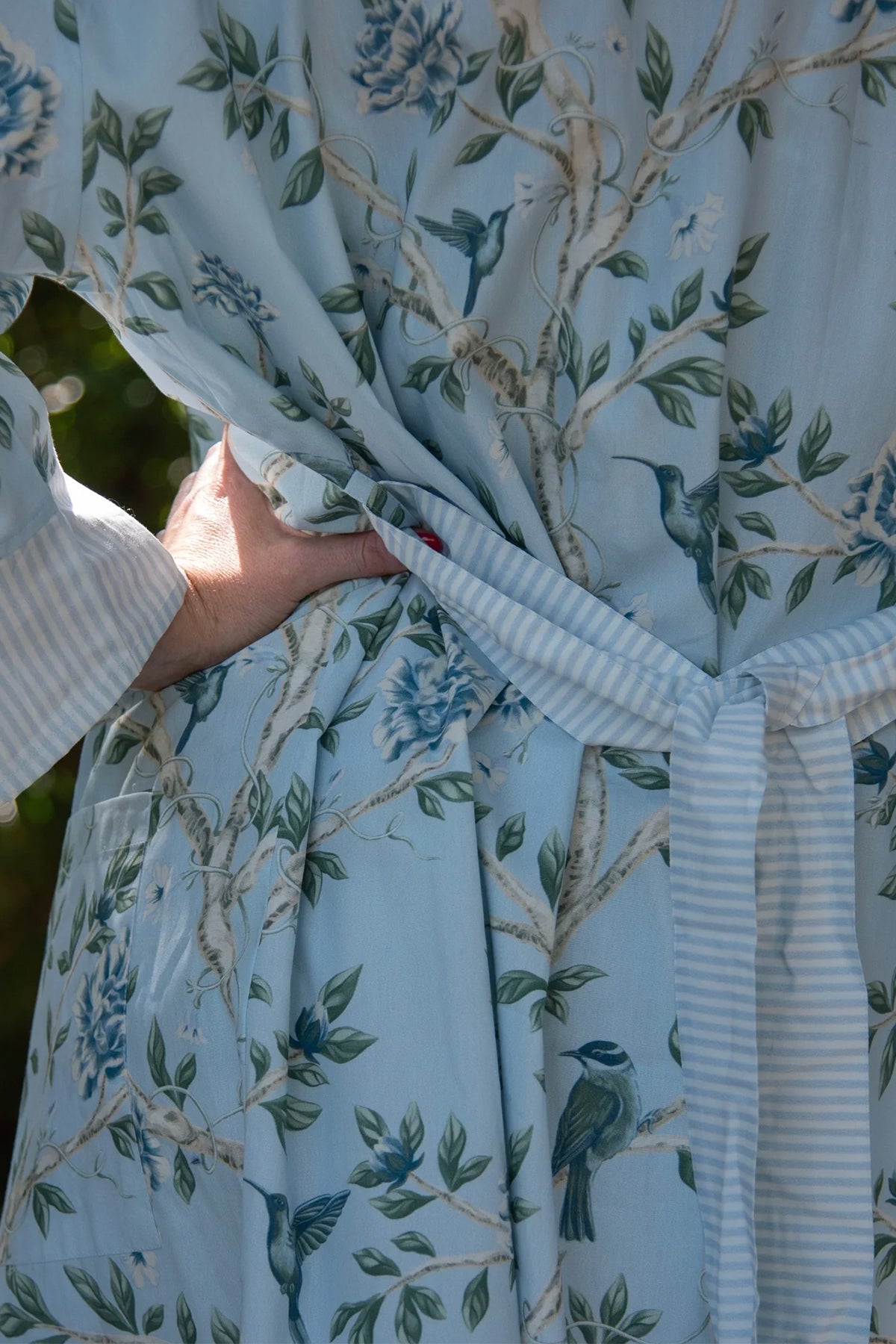 Shirley Chinoiserie Cotton Robe Blue