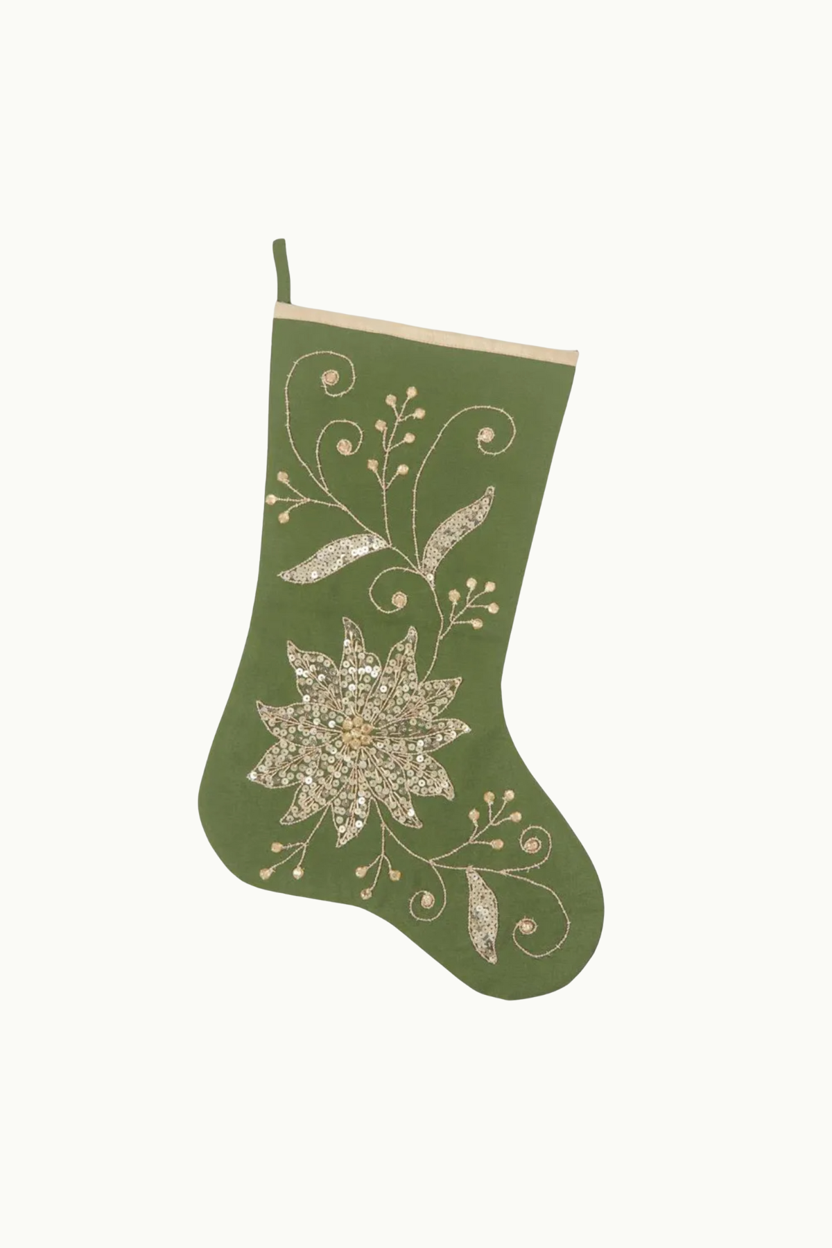 Silk Floral Meander Stocking Green