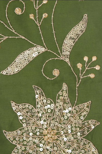 Silk Floral Meander Stocking Green