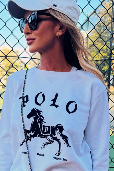 Polo Sweater White & Navy